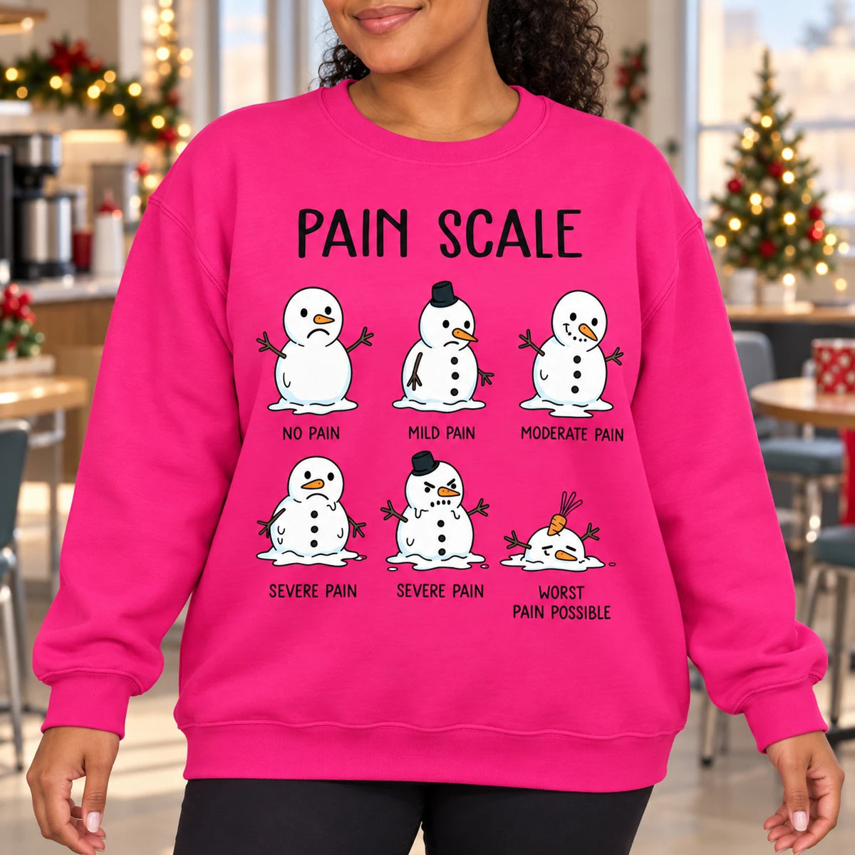 Snowman Pain Scale Nurse Christmas Gift Sweatshirt, Cute Medical Humor for Holiday Shifts