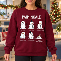 Snowman Pain Scale Nurse Christmas Gift Sweatshirt, Cute Medical Humor for Holiday Shifts