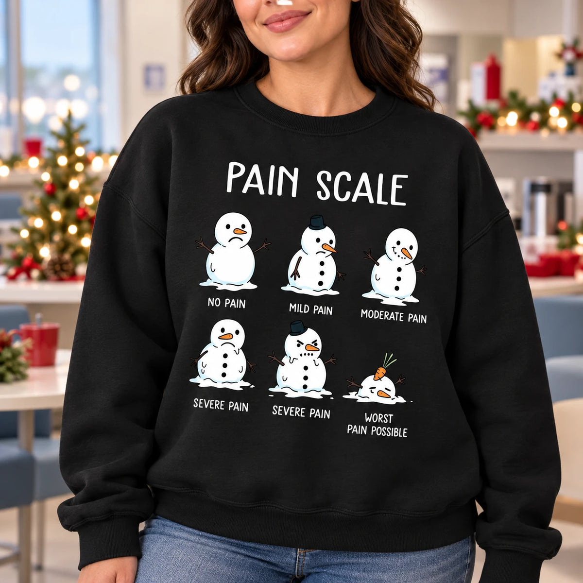 Snowman Pain Scale Nurse Christmas Gift Sweatshirt, Cute Medical Humor for Holiday Shifts