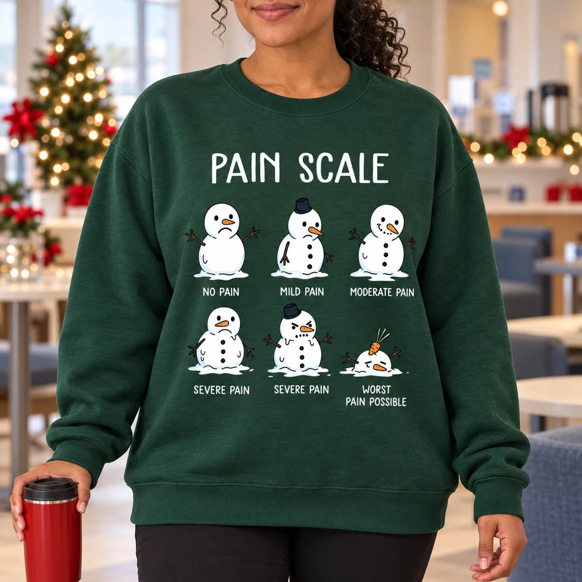 Snowman Pain Scale Nurse Christmas Gift Sweatshirt, Cute Medical Humor for Holiday Shifts