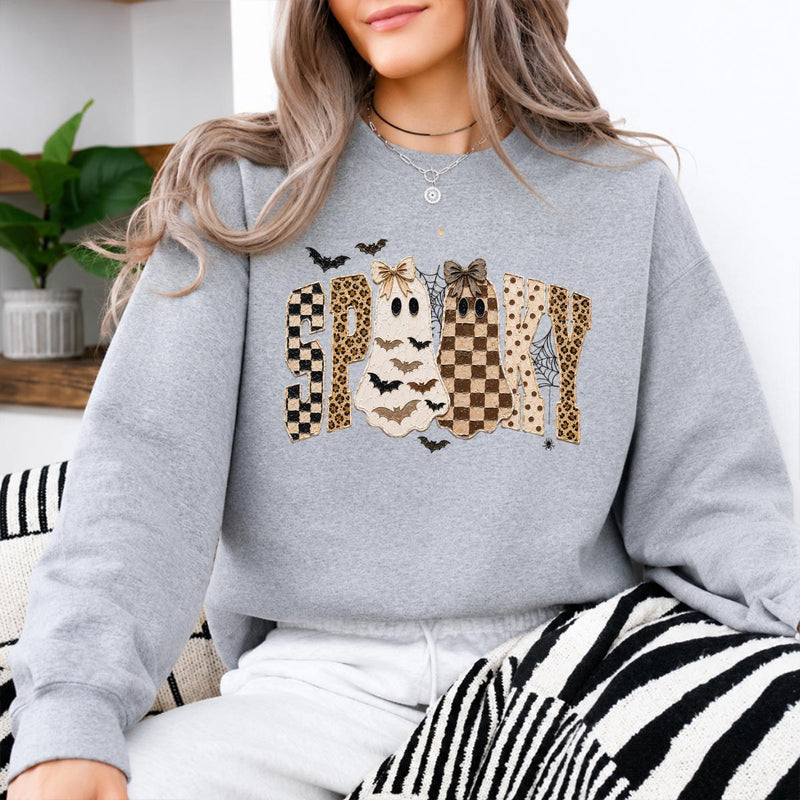 Spooky Ghost Sweatshirt, Retro Coquette Halloween Graphic, Cute Fall Season Women Gift