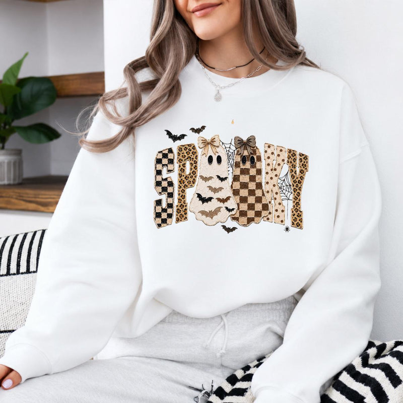 Spooky Ghost Sweatshirt, Retro Coquette Halloween Graphic, Cute Fall Season Women Gift