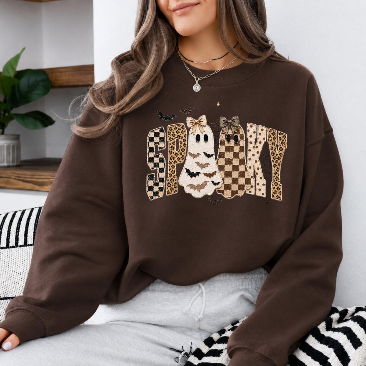 Spooky Ghost Sweatshirt, Retro Coquette Halloween Graphic, Cute Fall Season Women Gift