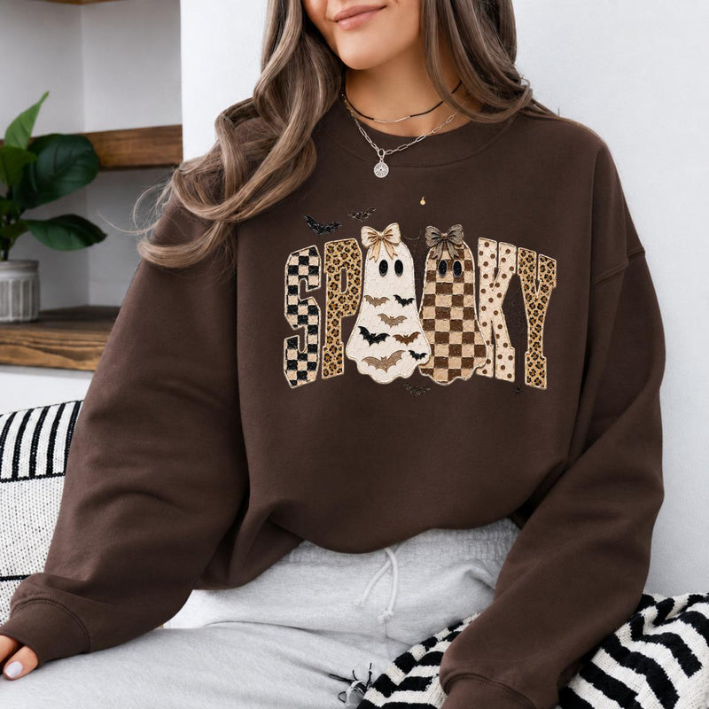Spooky Ghost Sweatshirt, Retro Coquette Halloween Graphic, Cute Fall Season Women Gift