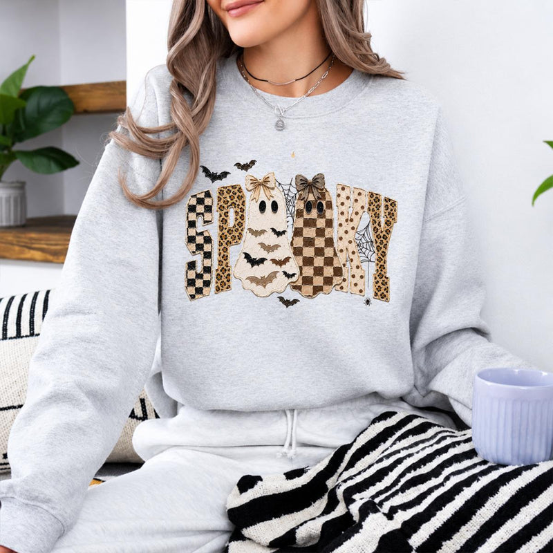 Spooky Ghost Sweatshirt, Retro Coquette Halloween Graphic, Cute Fall Season Women Gift