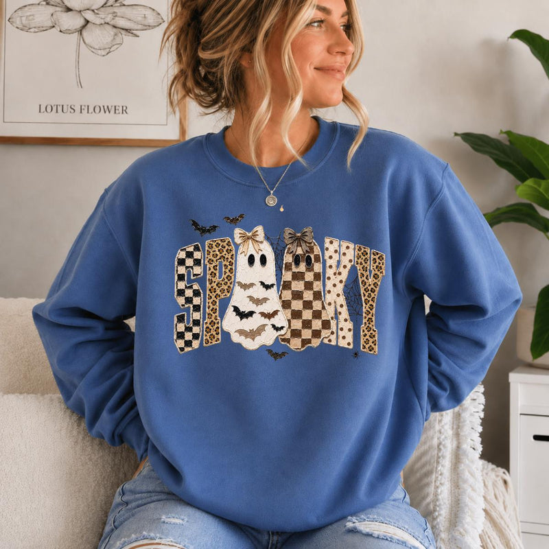 Spooky Ghost Sweatshirt, Retro Coquette Halloween Graphic, Cute Fall Season Women Gift