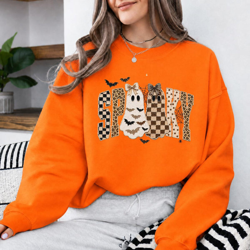 Spooky Ghost Sweatshirt, Retro Coquette Halloween Graphic, Cute Fall Season Women Gift
