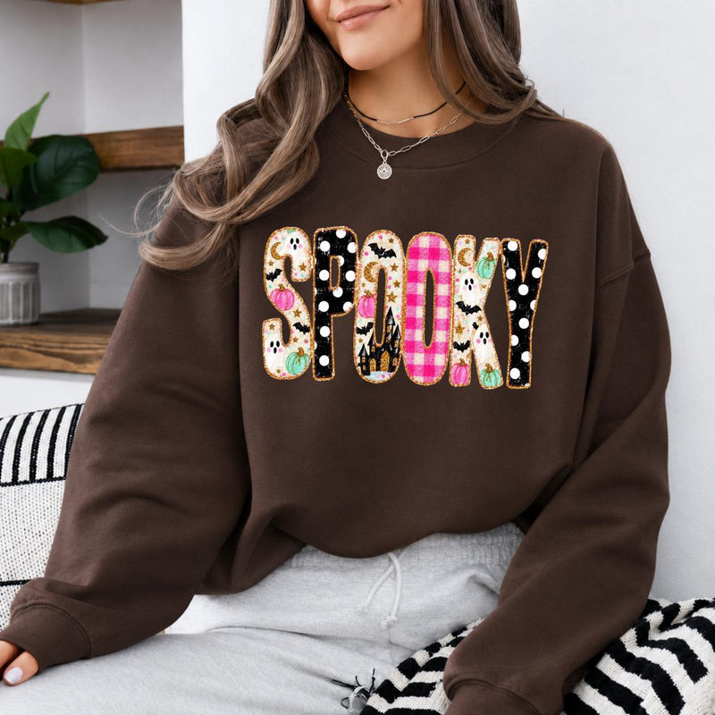 Spooky Halloween Sweatshirt Spooky Design Halloween Women Cute Ghost Pumpkin Plaid Leopard Style