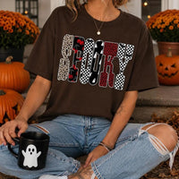 Spooky Halloween T-Shirt SPOOKY Graphic Halloween Season Women Cute Retro Pattern Design
