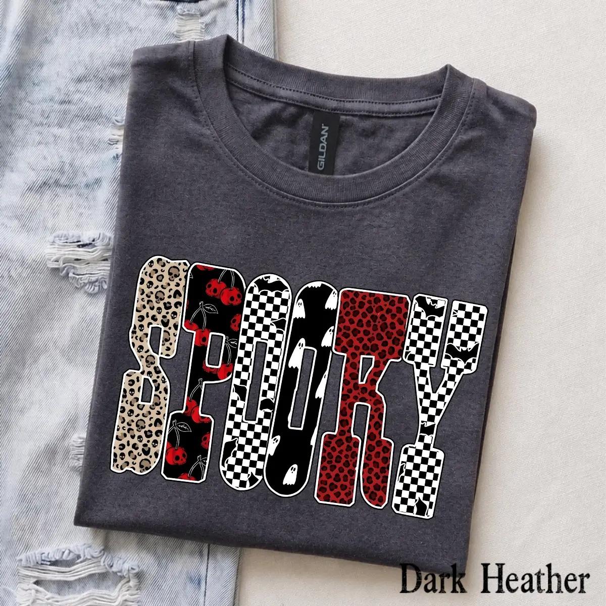 Spooky Halloween T-Shirt SPOOKY Graphic Halloween Season Women Cute Retro Pattern Design