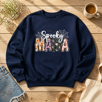 Spooky Mama Halloween Sweatshirt Cute Mom Graphic Retro Fall Gift
