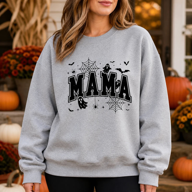 Spooky Mama Halloween Sweatshirt Cute Varsity Mom Ghost