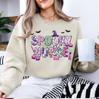 Spooky Nurse Gift Spooky Nurse Sweatshirt and T-Shirt Halloween Nurse Women Cute Pink Purple Design