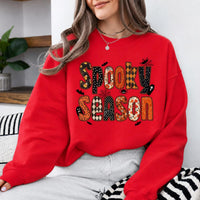 Spooky Season Apparel Spooky Season Sweatshirt and T-Shirt Halloween Women Retro Patchwork Cute Design