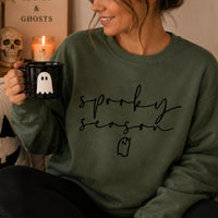 Spooky Season Cute Ghost Spooky Season Sweatshirt Fall Halloween Women Minimalist Aesthetic