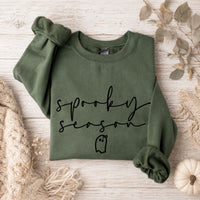 Spooky Season Cute Ghost Sweatshirt Halloween Fall Women Minimalist Script