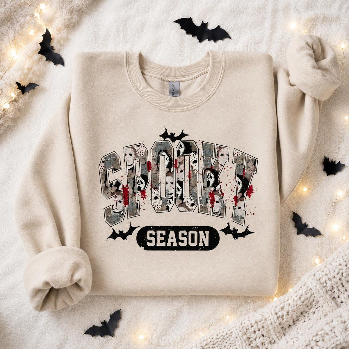 Spooky Season Horror Collage Sweatshirt Halloween Fall Unisex Retro Graphic