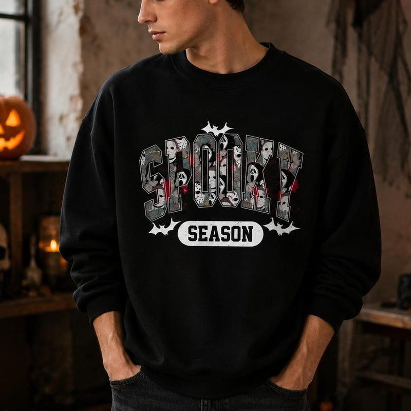 Spooky Season Horror Collage Sweatshirt Halloween Fall Unisex Retro Graphic