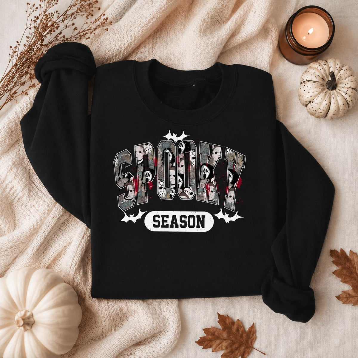 Spooky Season Horror Collage Sweatshirt Halloween Fall Unisex Retro Graphic
