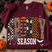 Spooky Season Spooky Season Sweatshirt and T-Shirt Halloween Fall Women Retro Patterned Varsity