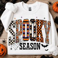 Spooky Season Spooky Season Sweatshirt and T-Shirt Halloween Fall Women Retro Patterned Varsity