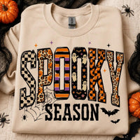 Spooky Season Spooky Season Sweatshirt and T-Shirt Halloween Fall Women Retro Patterned Varsity