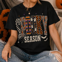 Spooky Season Spooky Season Sweatshirt and T-Shirt Halloween Fall Women Retro Patterned Varsity