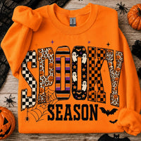 Spooky Season Spooky Season Sweatshirt and T-Shirt Halloween Fall Women Retro Patterned Varsity
