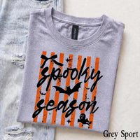 Spooky Season Spooky Season T-Shirt Halloween Fall Apparel Women Cute Coquette Retro Striped