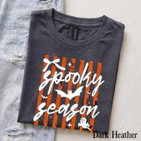 Spooky Season Spooky Season T-Shirt Halloween Fall Apparel Women Cute Coquette Retro Striped