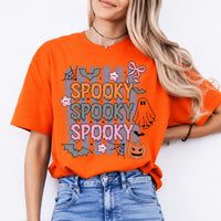 Spooky Season Spooky Spooky Spooky Sweatshirt and T-Shirt Halloween Fall Women Retro Cute Pastel Coquette