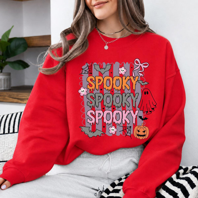 Spooky Season Spooky Spooky Spooky Sweatshirt and T-Shirt Halloween Fall Women Retro Cute Pastel Coquette