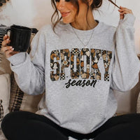 Spooky Season Sweatshirt SPOOKY! Season Halloween Women Cute Floral Ghost Pumpkin Design