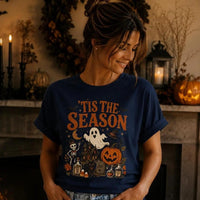 Spooky Season 'Tis The Season Halloween T-Shirt Women Vintage Retro Witchy