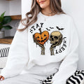 Stay Creepy Halloween Graphic Stay Creepy Pumpkin Skull Sweatshirt and T-Shirt Halloween Women Vintage Gothic