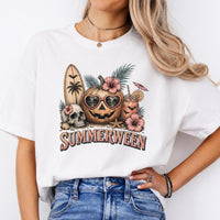 Summerween Pumpkin Graphic SUMMERWEEN Sweatshirt and T-Shirt Tropical Halloween Women Vintage Beach Design
