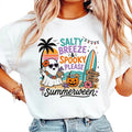 Summerween Salty Breeze Spooky Please T-Shirt Retro Beach Ghost Halloween Unisex Pastel
