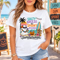 Salty Breeze Spooky Please Summerween T-Shirt, Retro Beach Ghost Graphic, Halloween in July Outfit