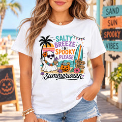 Summerween Shirt Salty Breeze Spooky Please Beach Ghost Retro Halloween Tee