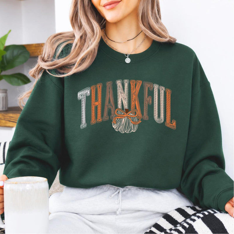Thankful Pumpkin Sweatshirt, Retro Thanksgiving Graphic, Cozy Fall Harvest, Autumn Gift for Women