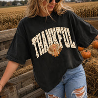 Thankful Turkey Sweatshirt THANKFUL Turkey Thanksgiving Fall Women Cute Patchwork Graphic