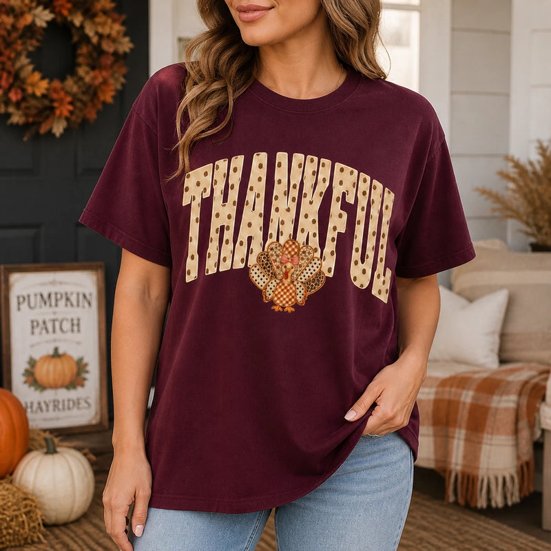 Thankful Turkey Sweatshirt, Thanksgiving Shirt for Women, Cute Fall Turkey Graphic, Autumn Crewneck