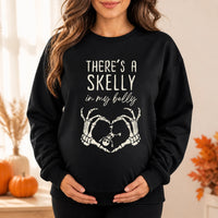 There's A Skelly In My Belly Halloween Pregnancy Shirt, Cute Spooky Mama Maternity Announcement Tee