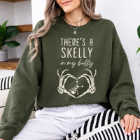 There's A Skelly In My Belly Halloween Pregnancy Shirt, Cute Spooky Mama Maternity Announcement Tee