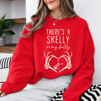 There's A Skelly In My Belly Halloween Pregnancy Shirt, Cute Spooky Mama Maternity Announcement Tee