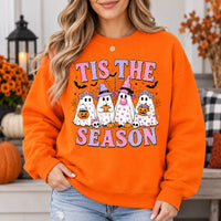 Tis The Season Cute Ghost Graphic Sweatshirt & T-Shirt Retro Pastel Spooky Season Apparel for Women