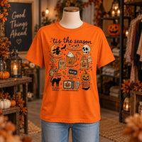 Tis The Season Halloween Graphic T-Shirt Cute Retro Spooky Season Fall Activities Short Sleeve Tee