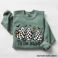 Tis The Season Halloween Sweatshirt Checkered Ghost Tis The Season Fall Spooky Season Women Retro