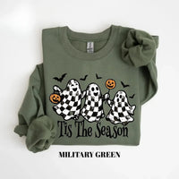 Tis The Season Halloween Sweatshirt Checkered Ghost Tis The Season Fall Spooky Season Women Retro