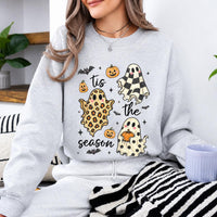 Tis The Season Halloween Sweatshirt, Cute Retro Patterned Ghost, Trendy Fall Spooky Season Gift